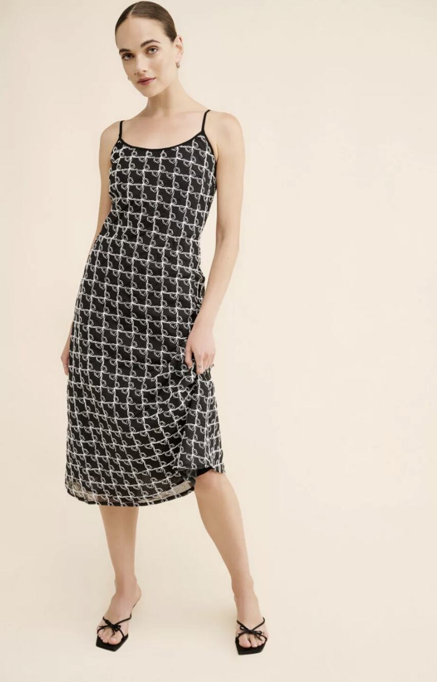 Lisa Says Gah Sofia Bow Sheer Party Midi Dress